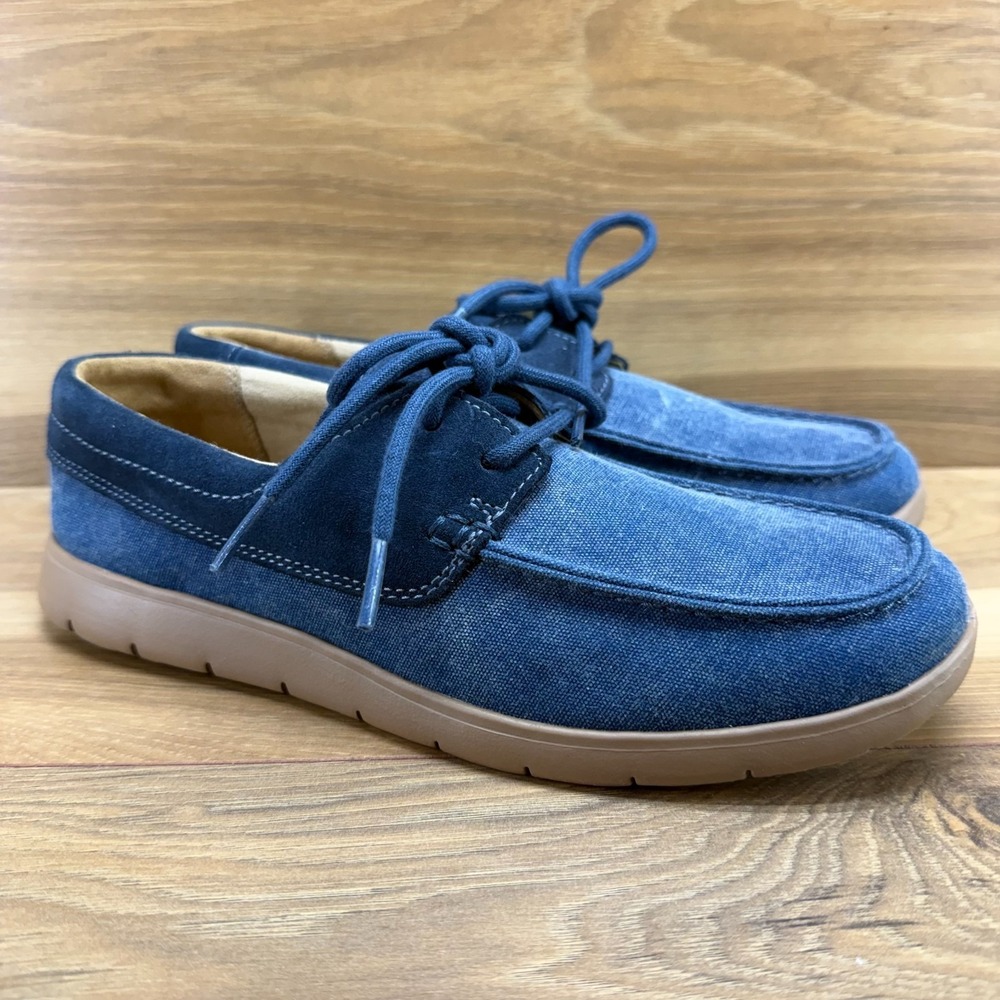 UGG Boat Moc Toe Loafers Mens 7 Blue Cotton And Suede Low Top Comfort